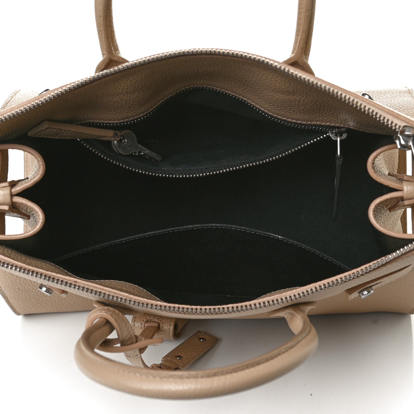 Grained Calfskin Baby Sac De Jour Souple Dark Beige