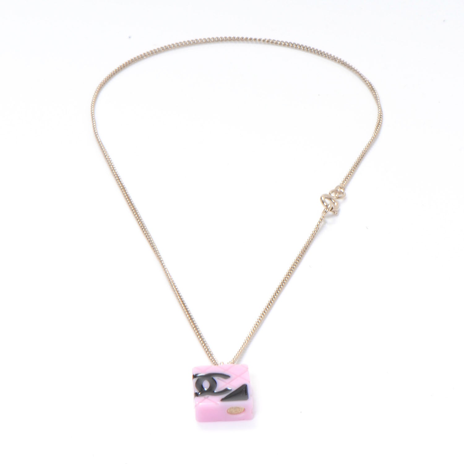 Chanel Resin Cambon Necklace Pink Black 3 of 4