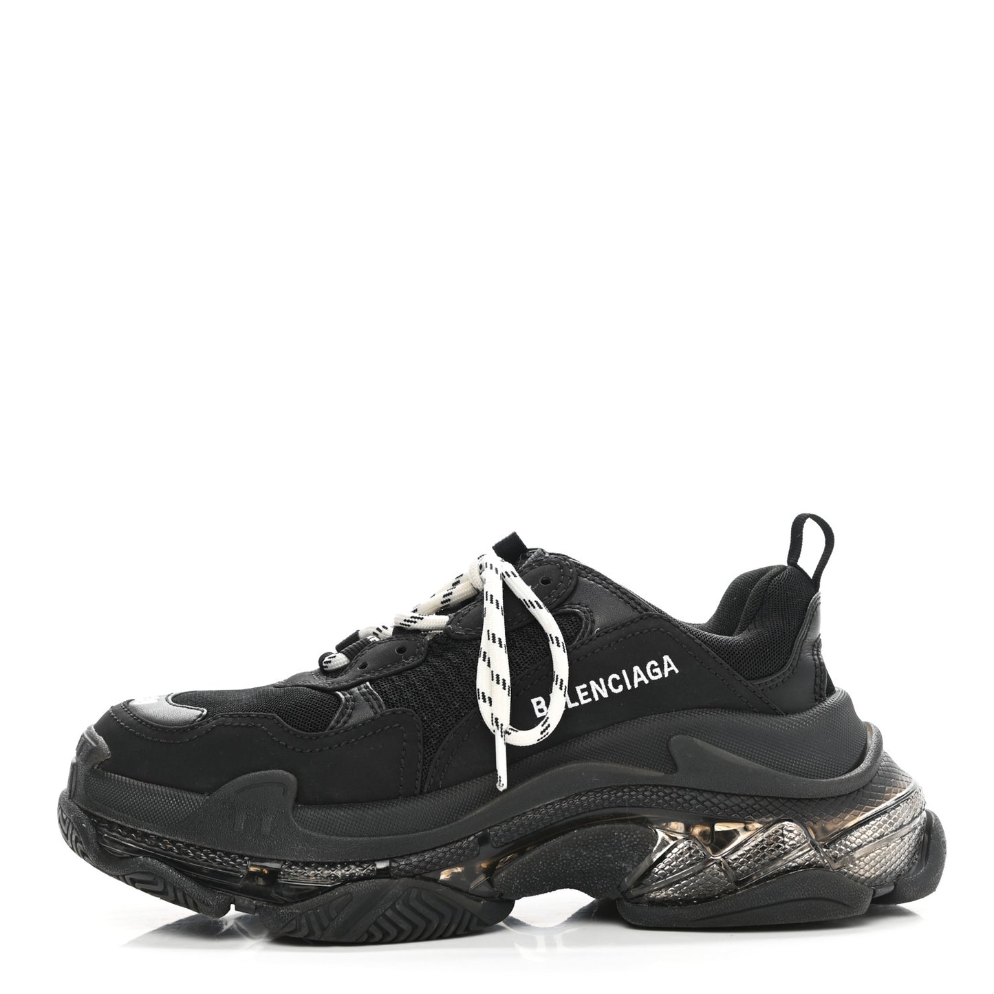 Fabric Mesh Clear Sole Womens Triple S Sneakers 38 Black