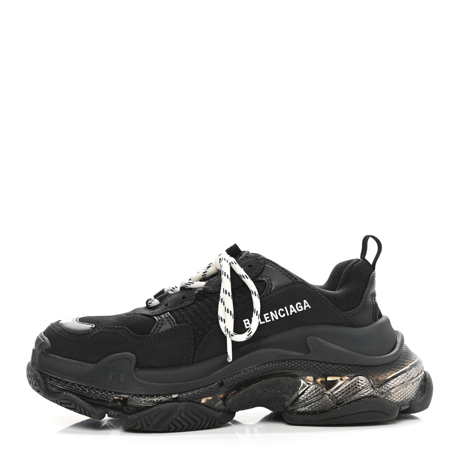 Balenciaga Fabric Mesh Clear Sole Womens Triple S Sneakers 38 Black 1 of 10