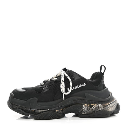 Balenciaga Fabric Mesh Clear Sole Womens Triple S Sneakers 38 Black 1 of 10