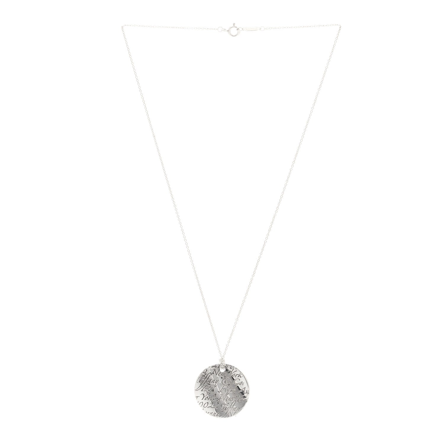 Tiffany Sterling Silver Notes Round Pendant Necklace 3 of 5