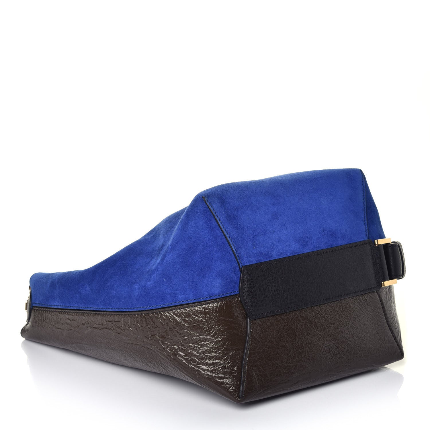 Givenchy Suede Crinkled Patent Deerskin Medium GV Bucket Bag Blue Grey 5 of 10