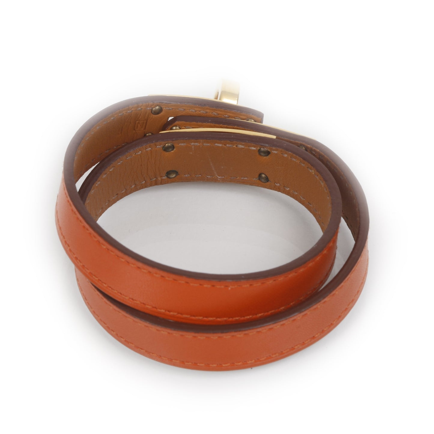 Chamonix Leather Kelly Double Tour Bracelet Orange