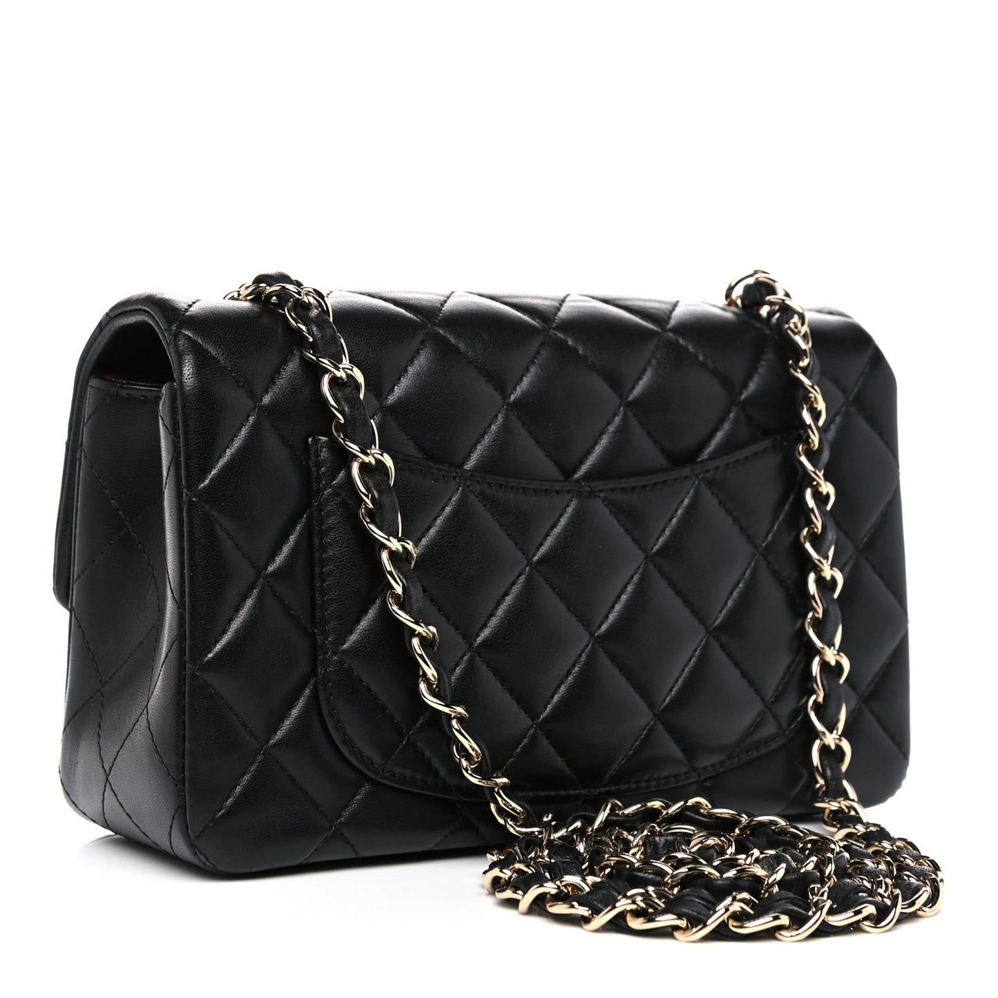 Lambskin Quilted Mini Rectangular Flap Black
