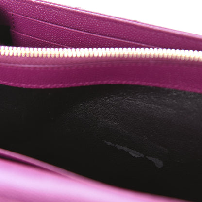 Saint Laurent Grain De Poudre Matelasse Chevron Monogram Chain Wallet Dark Grape 9 of 13