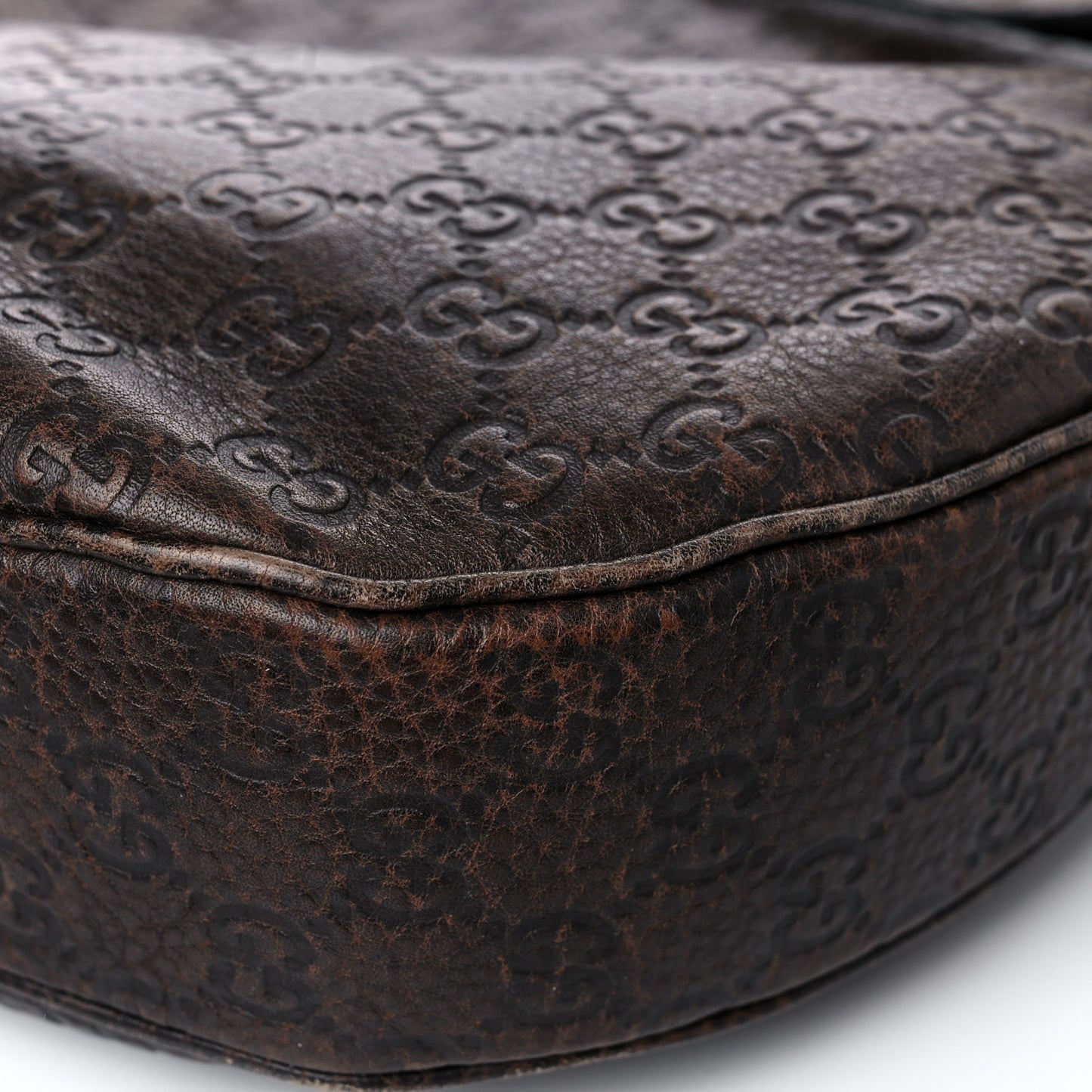 Guccissima Large New Pelham Satchel Dark Brown