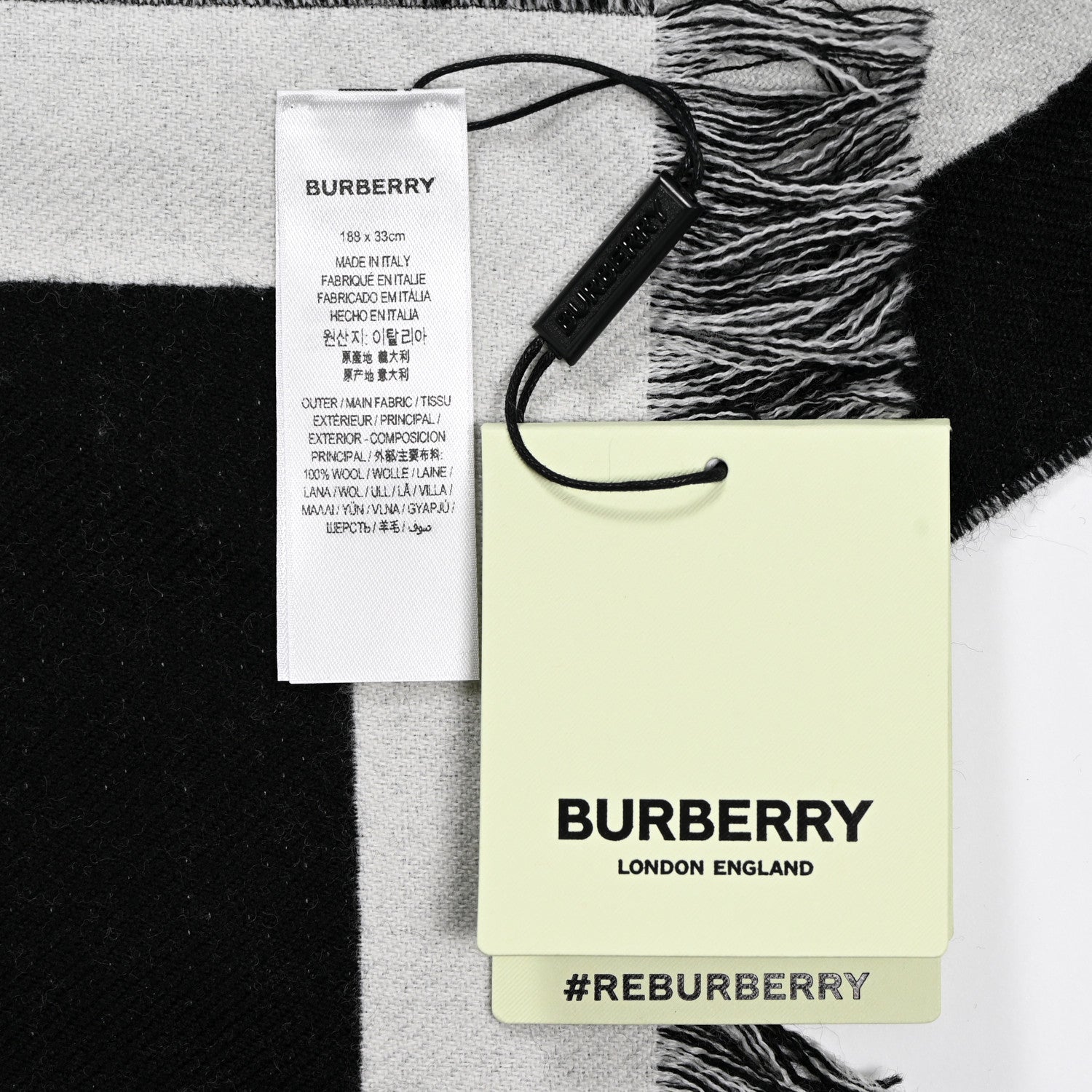 Burberry Wool Logo Football Scarf Black 4 of 4