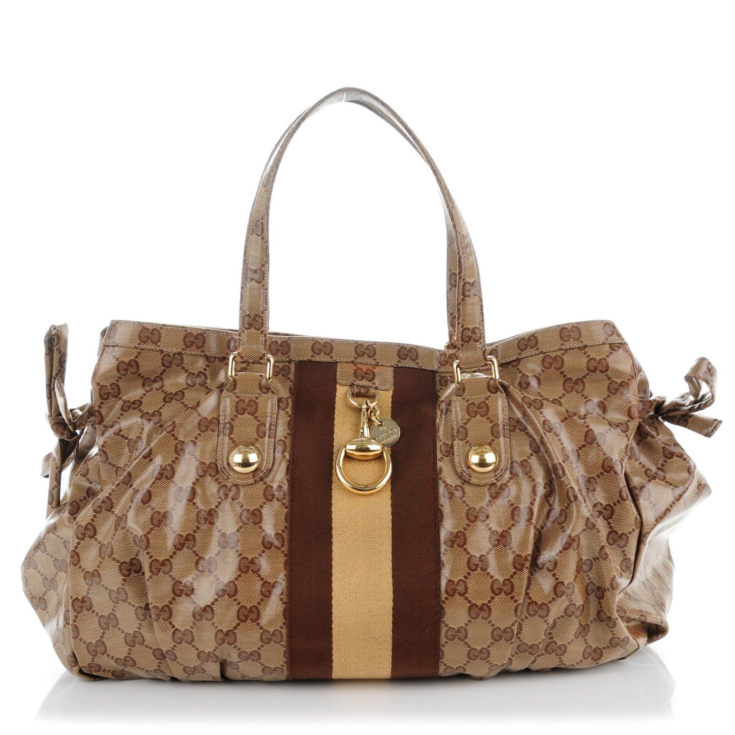 Crystal Monogram Medium Web Tote Brown