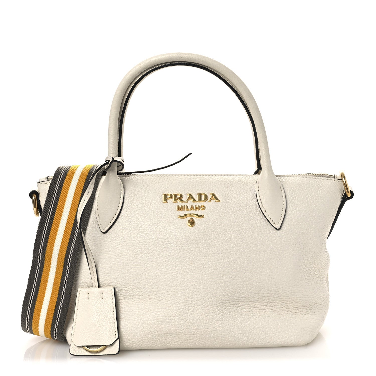 Prada Vitello Daino Zip Top Handle Tote Bianco 1 of 12