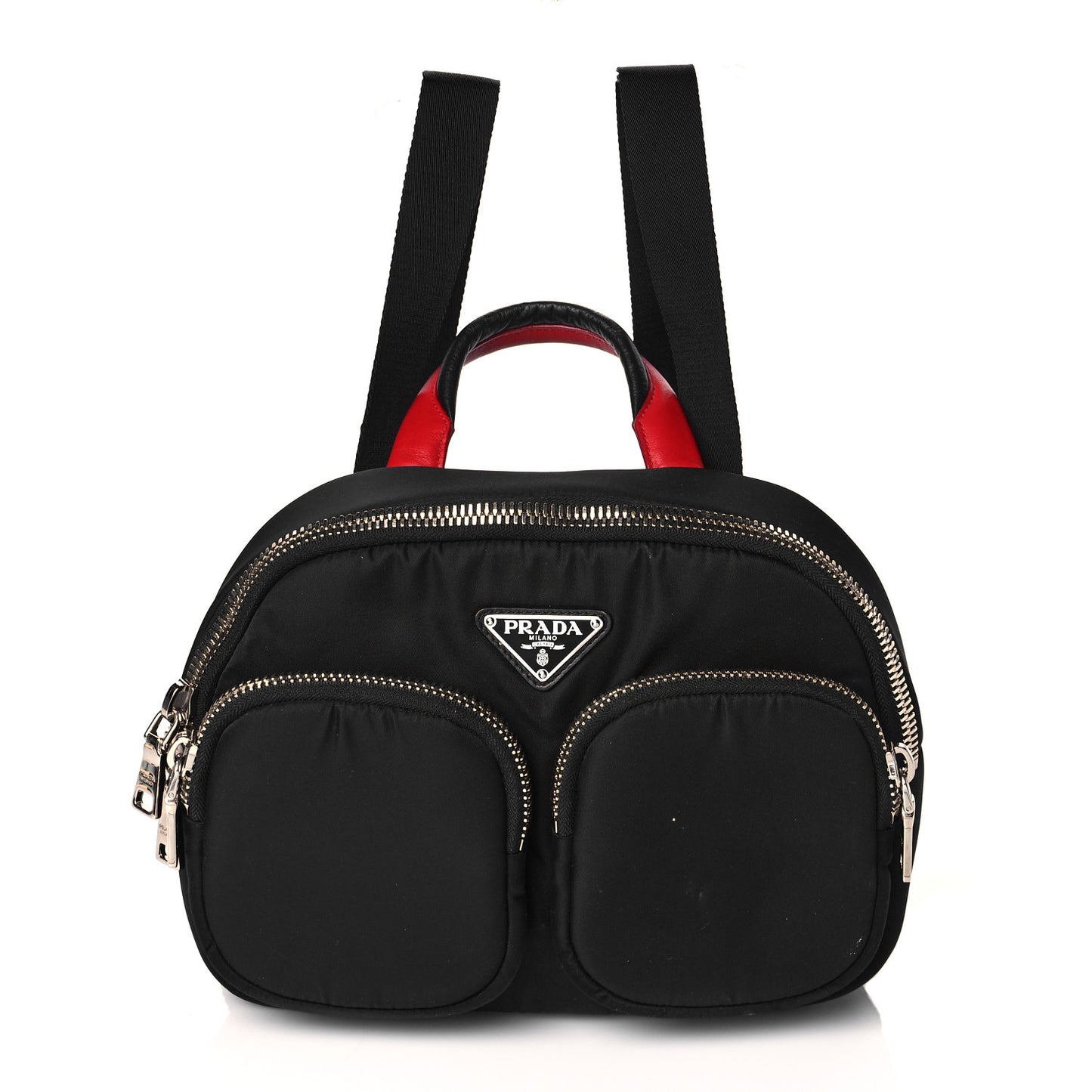 Tessuto Nylon Pocket Top Handle Cargo Backpack Black