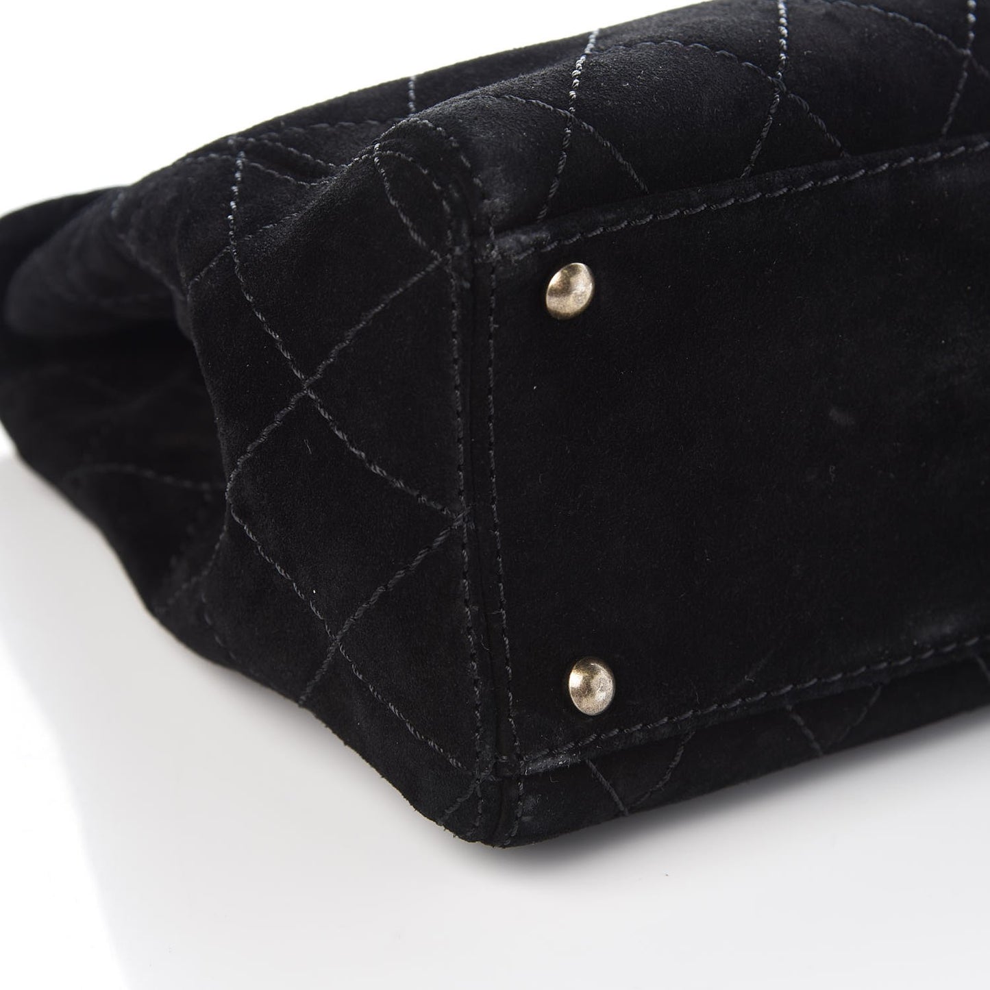 Suede Diamond Stitched Flap Bag Black