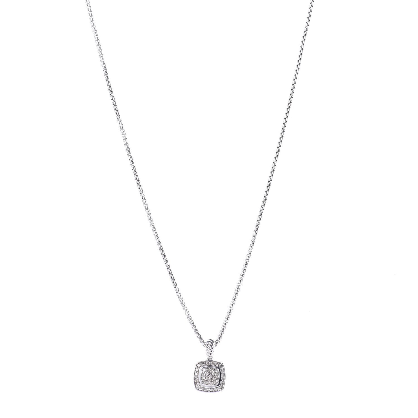 Sterling Silver Diamond Pave 7mm Petite Albion Pendant Necklace