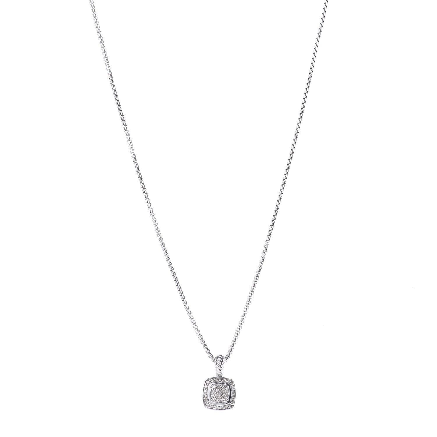 David Yurman Sterling Silver Diamond Pave 7mm Petite Albion Pendant Necklace 1 of 4