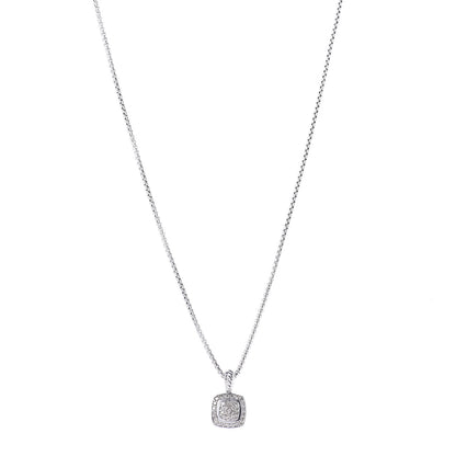 David Yurman Sterling Silver Diamond Pave 7mm Petite Albion Pendant Necklace 1 of 4