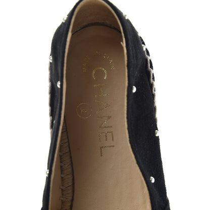 Chanel Suede Pearl CC Espadrilles 39 Black 6 of 10