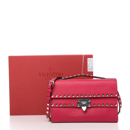 Valentino Garavani Pebbled Calfskin Rockstud Double Flap Crossbody Bag Blossom 11 of 11
