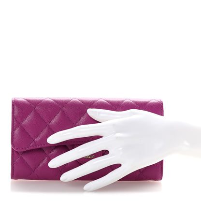 Chanel Caviar Quilted Large Flap Wallet Purple 2 of 9
