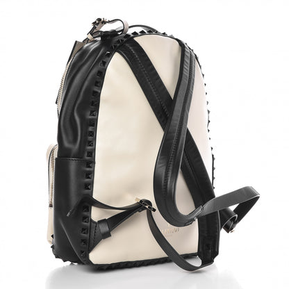 Valentino Garavani Calfskin Medium Rockstud Backpack Black Light Ivory 3 of 7