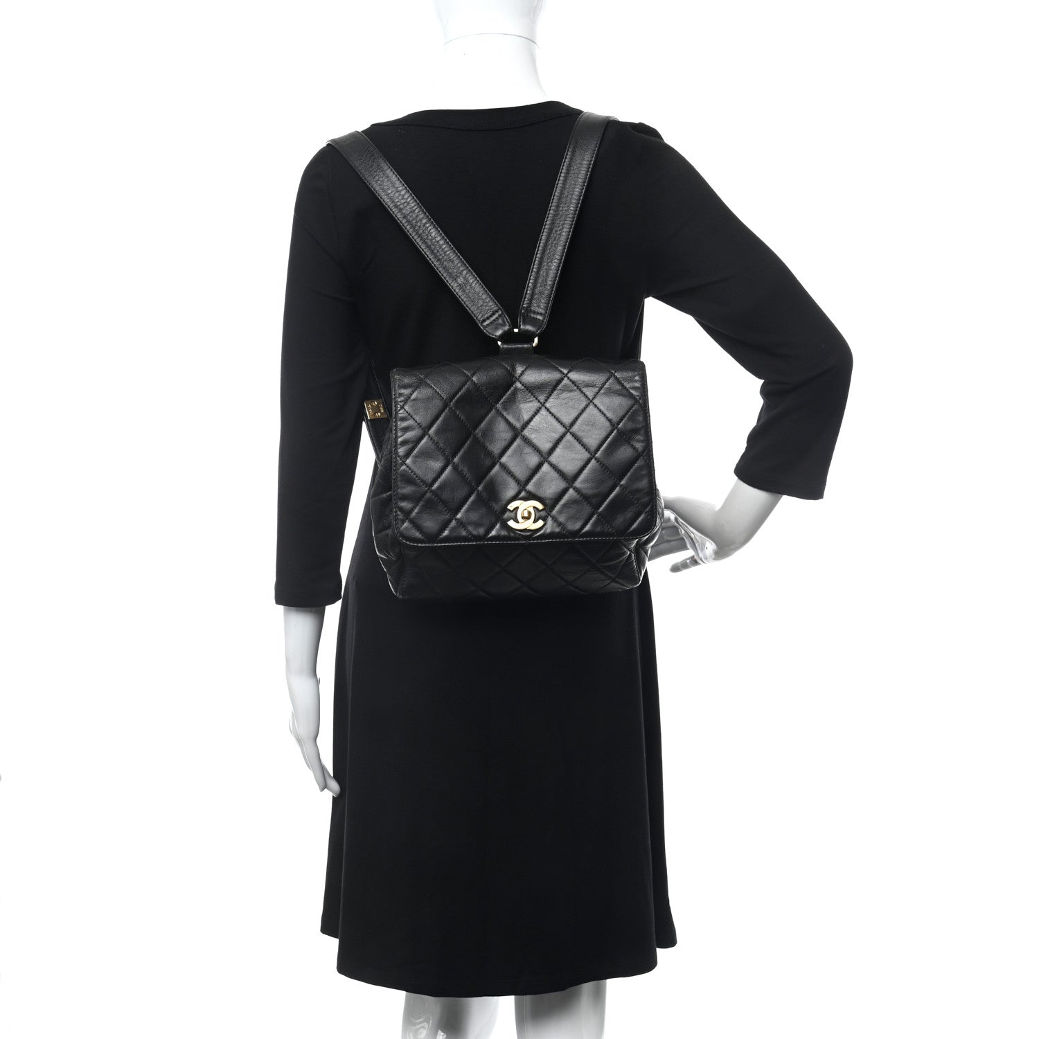 Chanel Lambskin Quilted Backpack Black 2 of 16