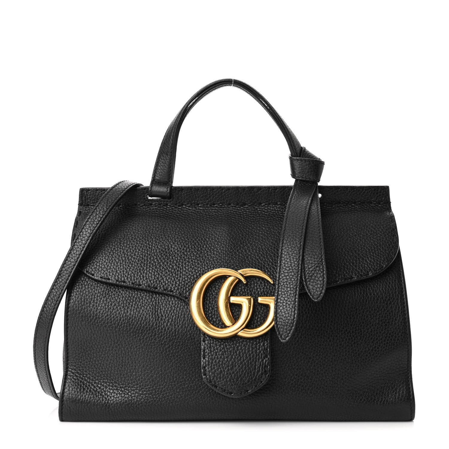 Gucci Calfskin Small GG Marmont Top Handle Bag Black 1 of 10