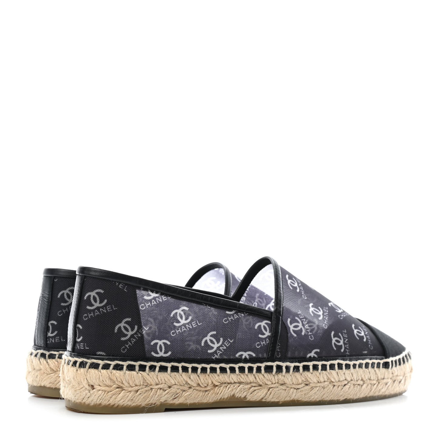 Mesh Grosgrain CC Espadrilles 40 Black White