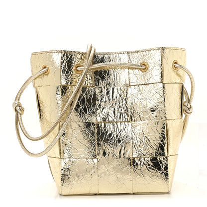 Bottega Veneta Metallic Crushed Nappa Maxi Intrecciato Small Cassette Bucket Bag Gold 1 of 10