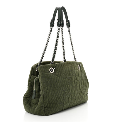 Chanel Denim Camellia Embroidered Shopping Tote Green 3 of 10
