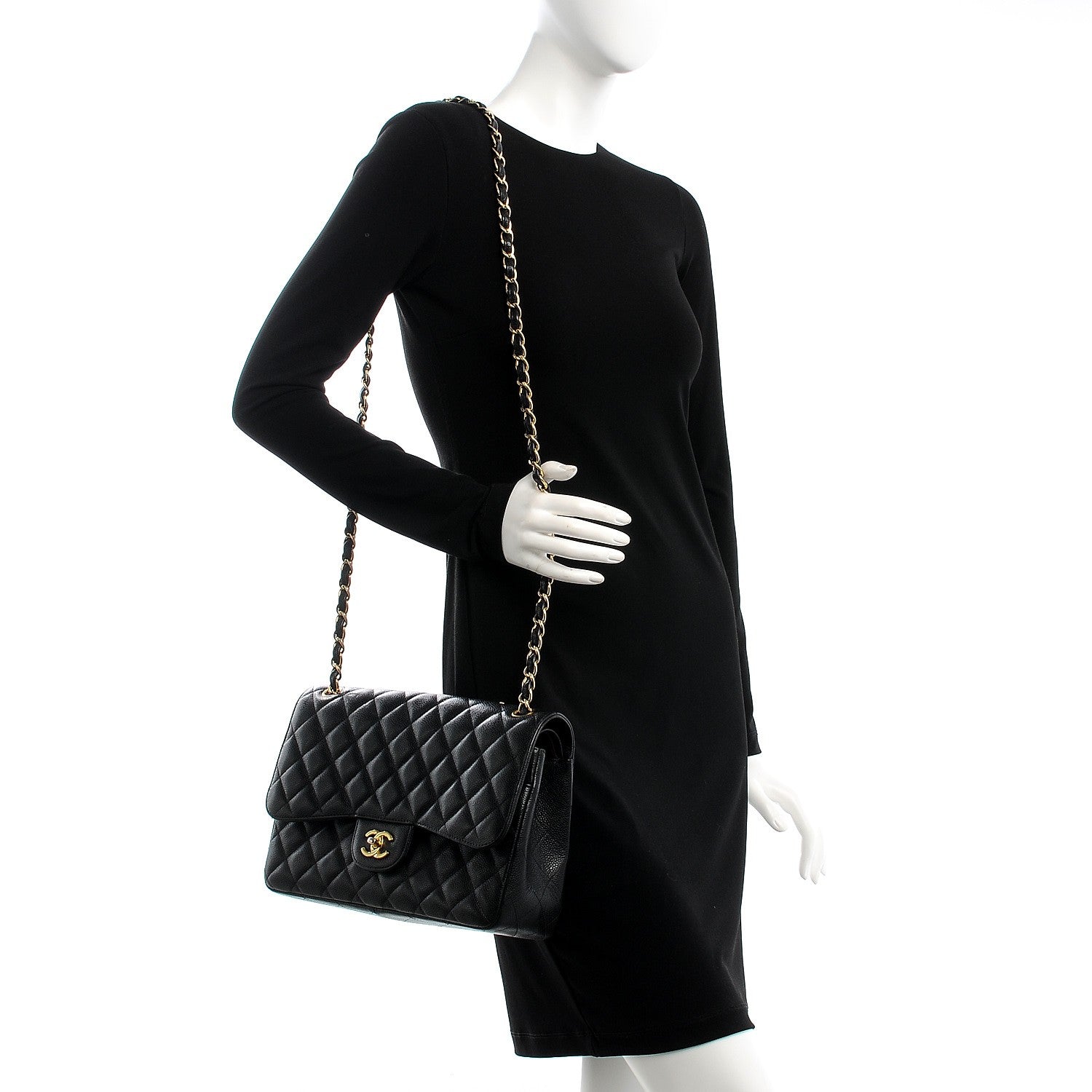 Chanel Caviar Quilted Jumbo Double Flap Black 2 of 9
