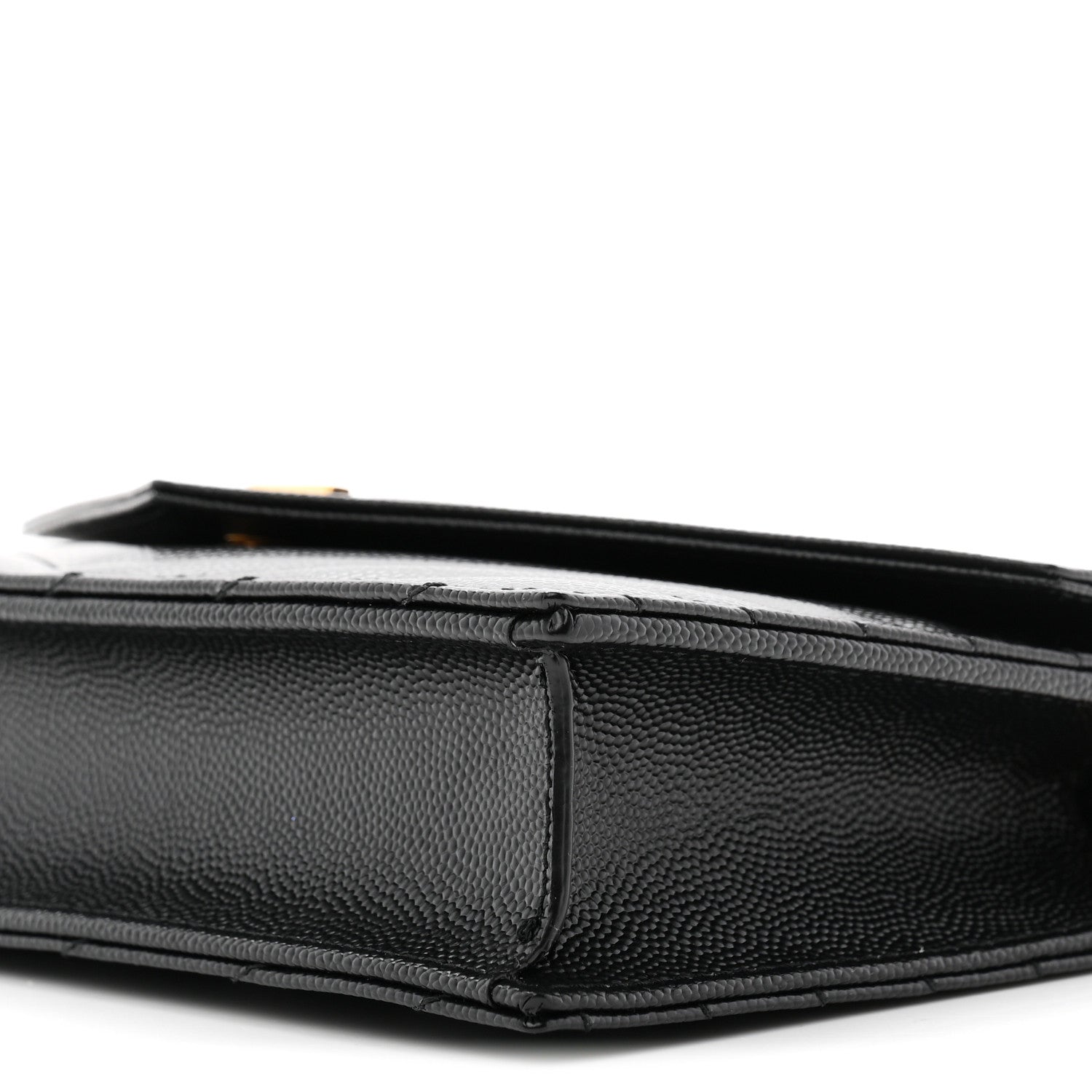 Saint Laurent Grain De Poudre Matelasse Chevron Monogram Envelope Chain Wallet Black 9 of 10