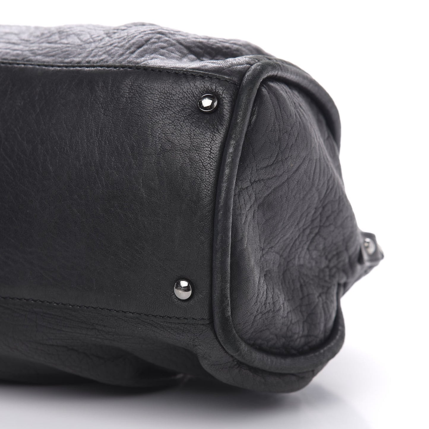 Distressed Lambskin Large Lady Braid Satchel Black