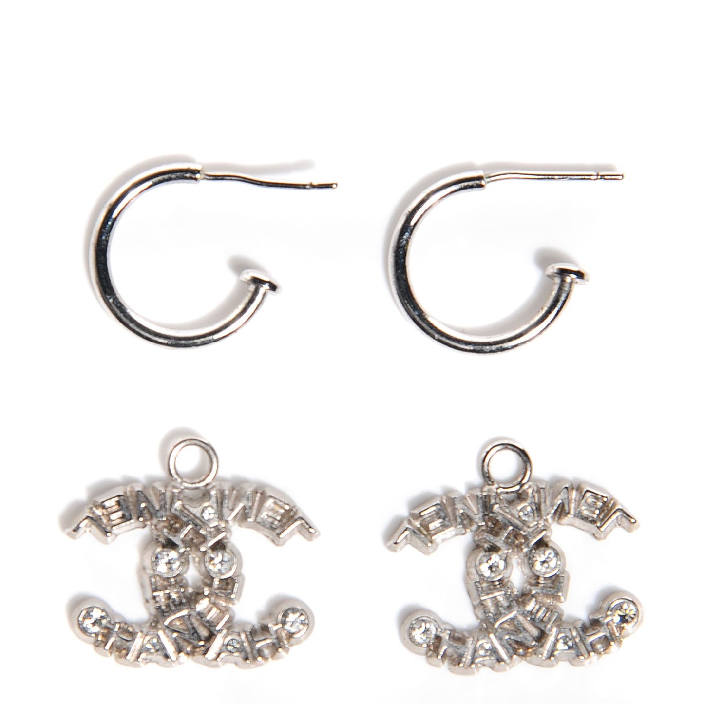 Crystal CC Earrings Silver