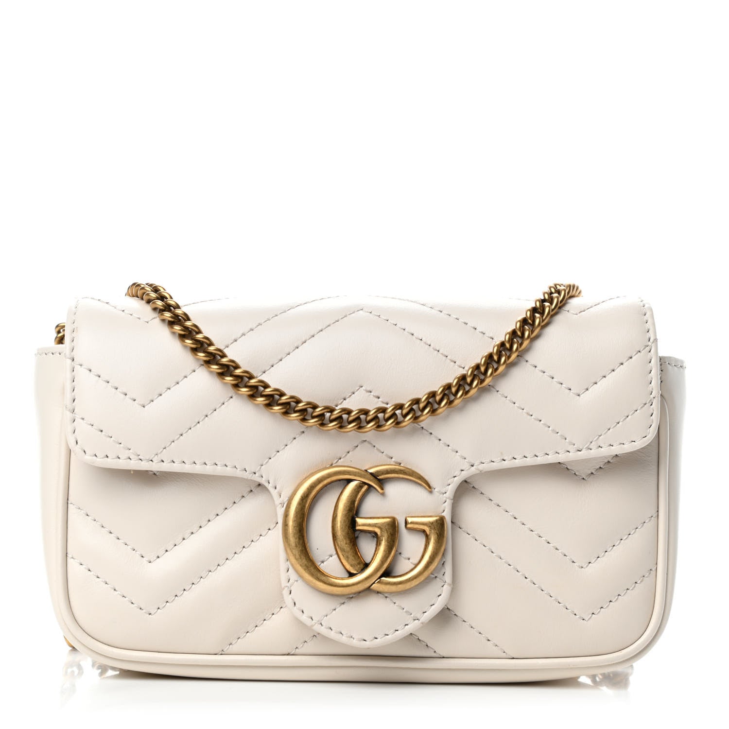 Gucci Calfskin Matelasse Super Mini GG Marmont Shoulder Bag White 1 of 4