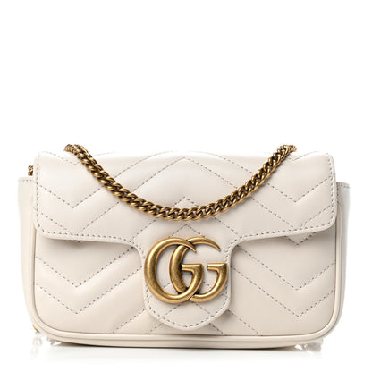 Gucci Calfskin Matelasse Super Mini GG Marmont Shoulder Bag White 1 of 4