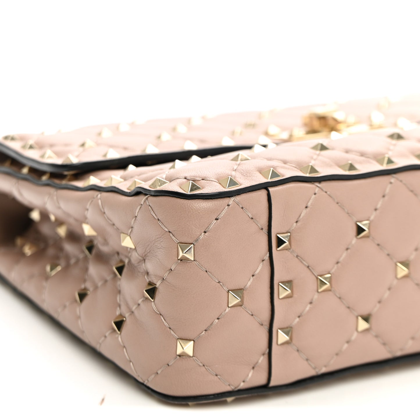 Nappa Medium Rockstud Spike Shoulder Bag Poudre