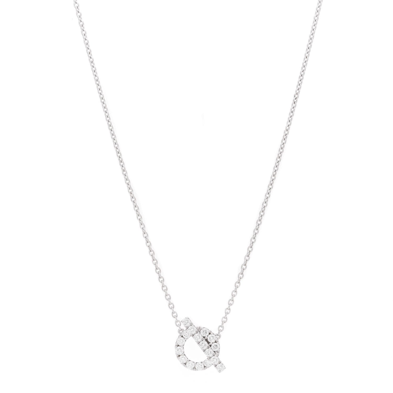 Hermes 18K White Gold Diamond Finesse Pendant Necklace 1 of 3