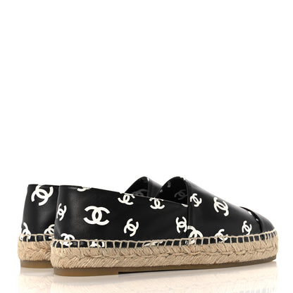 Chanel Printed Lambskin CC Espadrilles 37 Black White 4 of 10