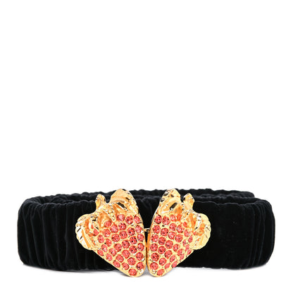 Gucci Velvet Crystal Strawberry Belt 90 36 Black Multicolor 1 of 5