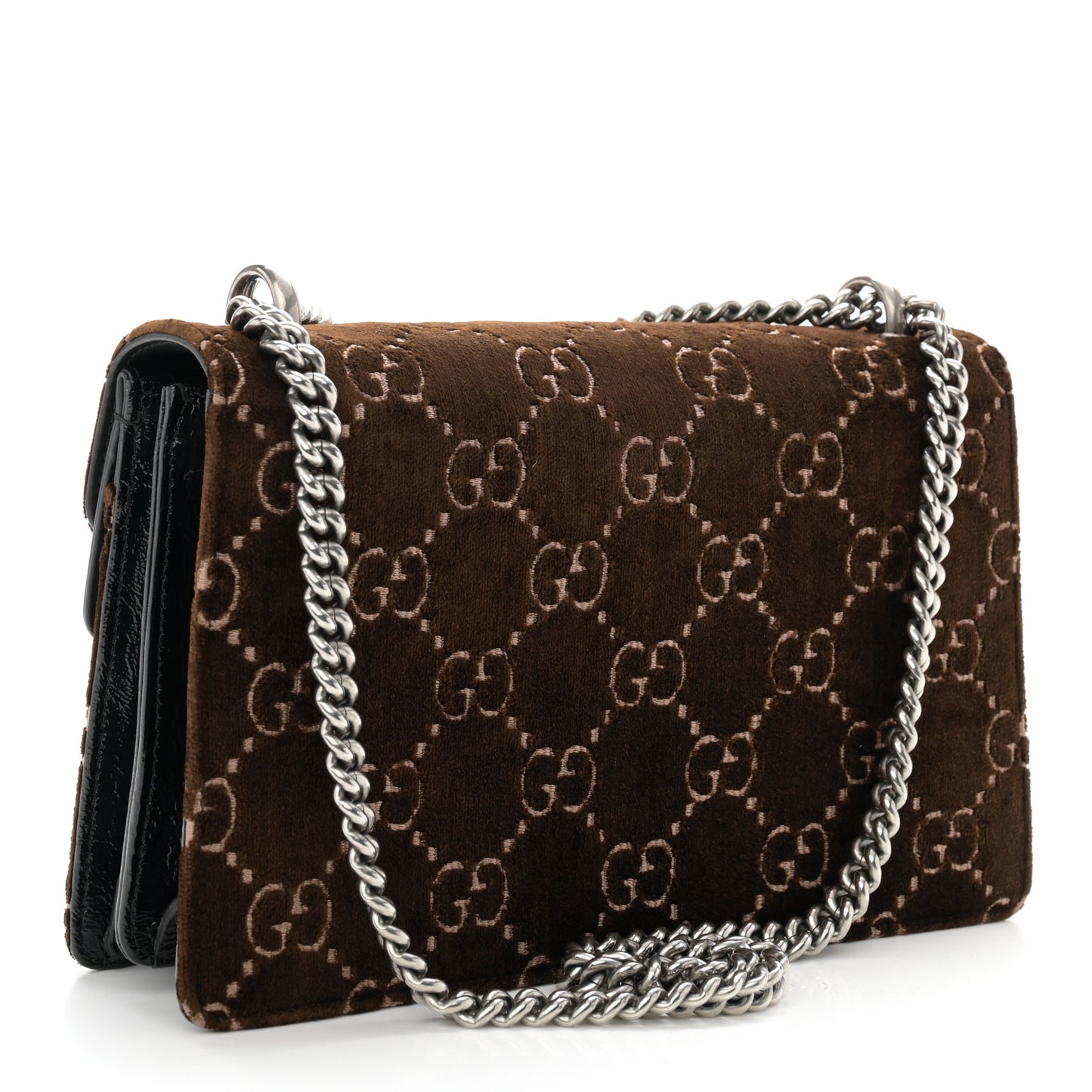 Velvet Skipper GG Monogram Small Dionysus Shoulder Bag Brown Black