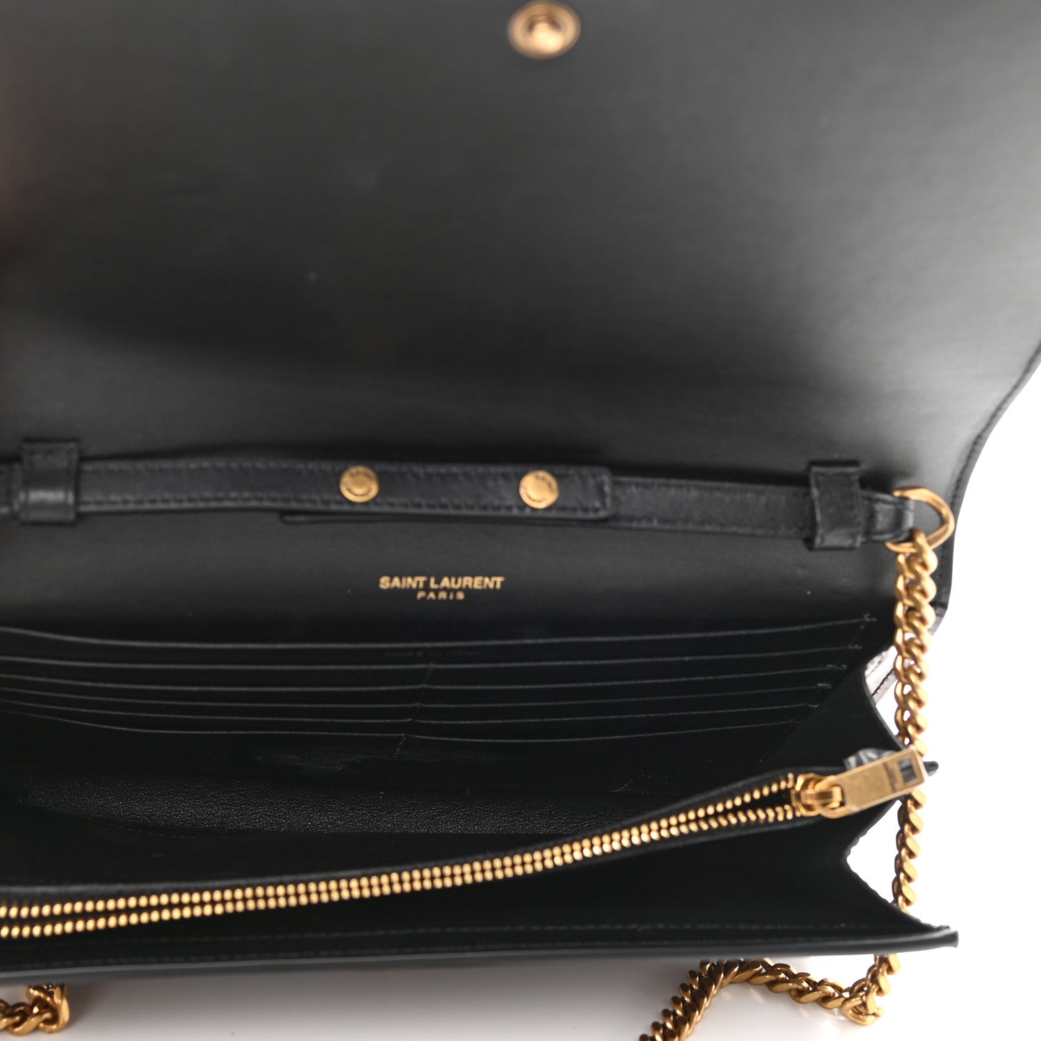 Saint Laurent Patent Monogram Chain Wallet Tortoiseshell 5 of 12