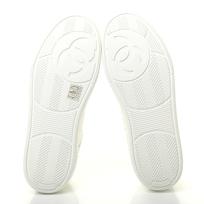 Chanel Calfskin Womens Logo Sneakers 39.5 White Black 5 of 8