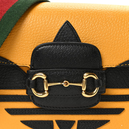 Gucci X ADIDAS Textured Dollar Calfskin Web Trefoil Mini Horsebit 1955 Shoulder Bag Crop Black 8 of 10
