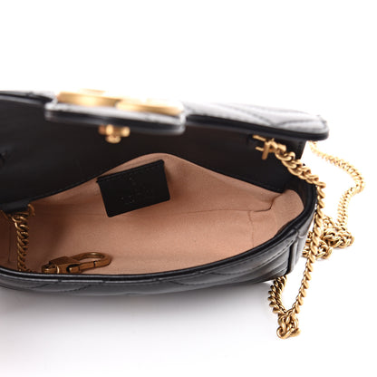 Gucci Calfskin Matelasse Super Mini GG Marmont Shoulder Bag Black 4 of 13
