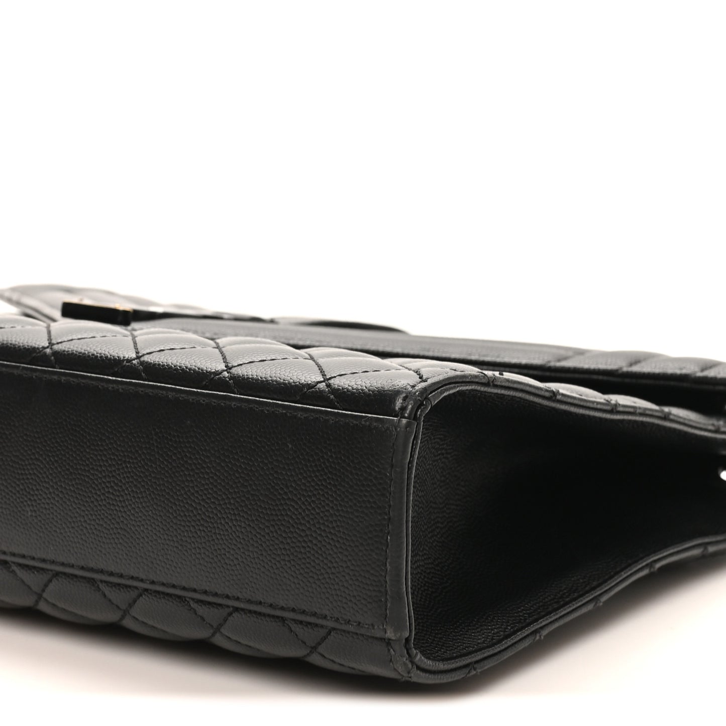 Grain De Poudre Textured Mixed Matelasse Large Triquilt Monogram Monochrome Satchel Black