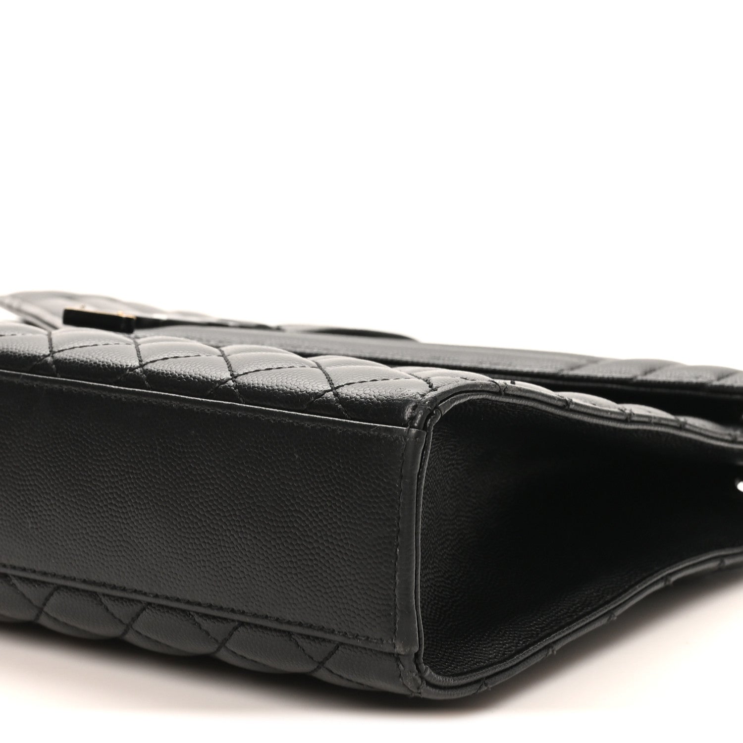 Saint Laurent Grain De Poudre Textured Mixed Matelasse Large Triquilt Monogram Monochrome Satchel Black 9 of 9