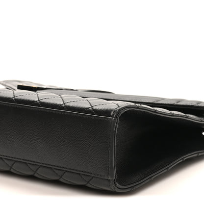 Saint Laurent Grain De Poudre Textured Mixed Matelasse Large Triquilt Monogram Monochrome Satchel Black 9 of 9