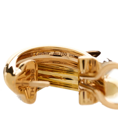 Cartier 18K Pink Yellow White Gold Classic Trinity Hoop Earrings 5 of 6