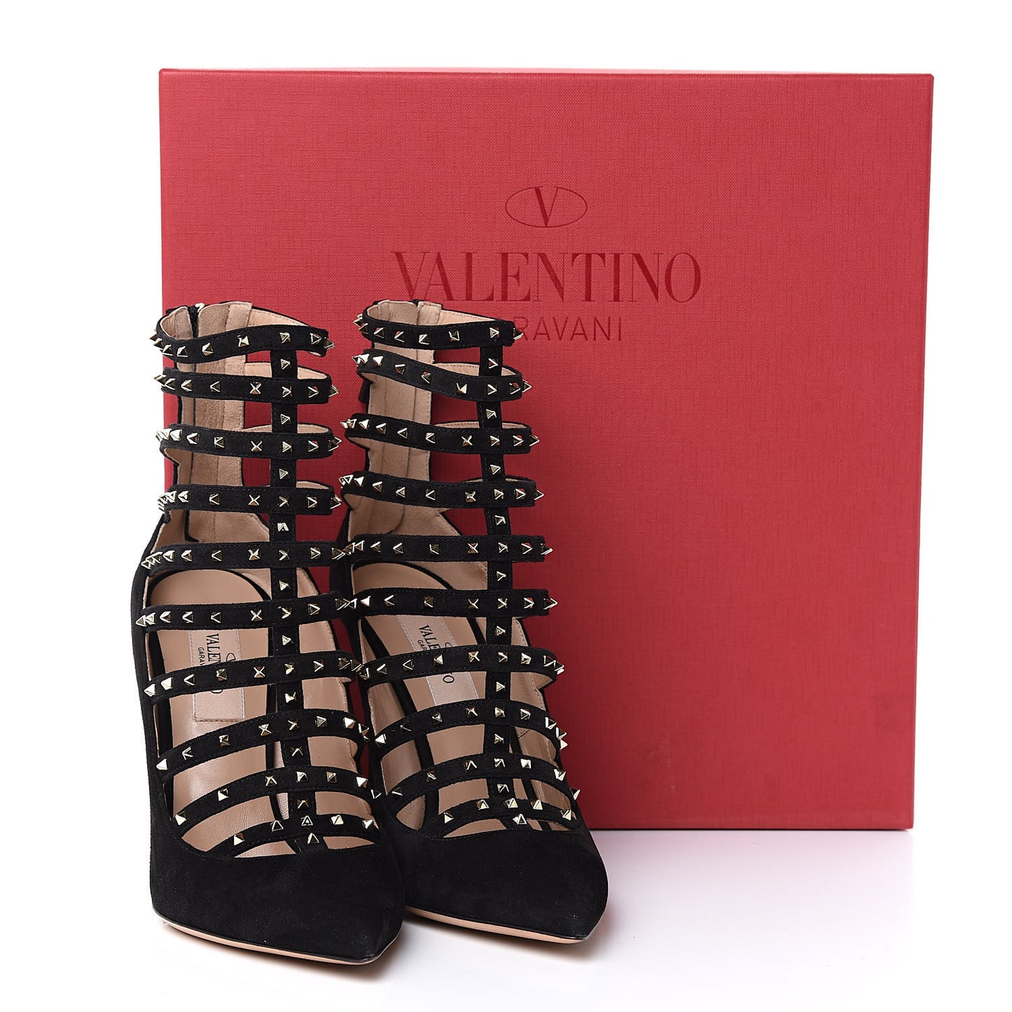 Suede Lovestud Caged 105mm Pumps 37 Black