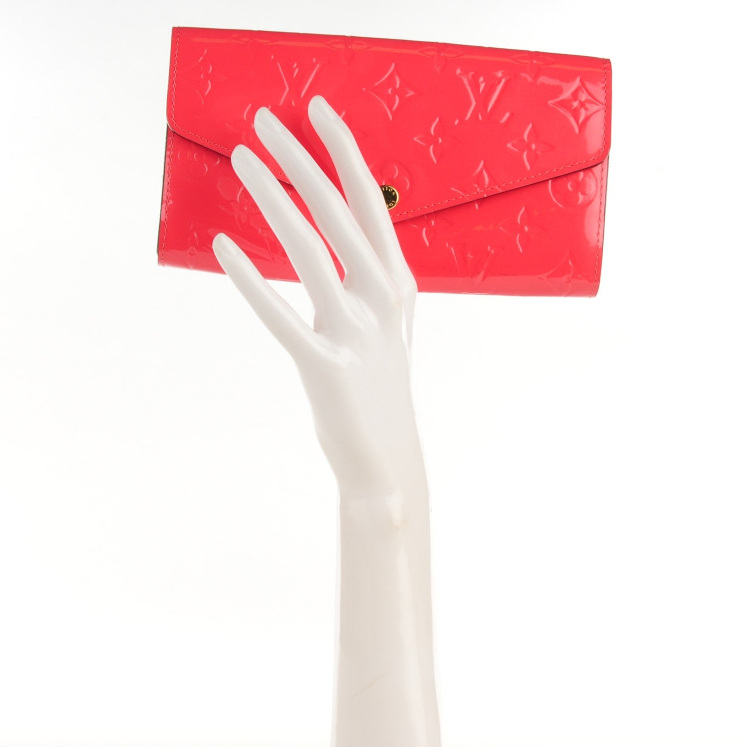 Louis Vuitton Vernis Sarah Wallet NM Rose Litchi 2 of 8