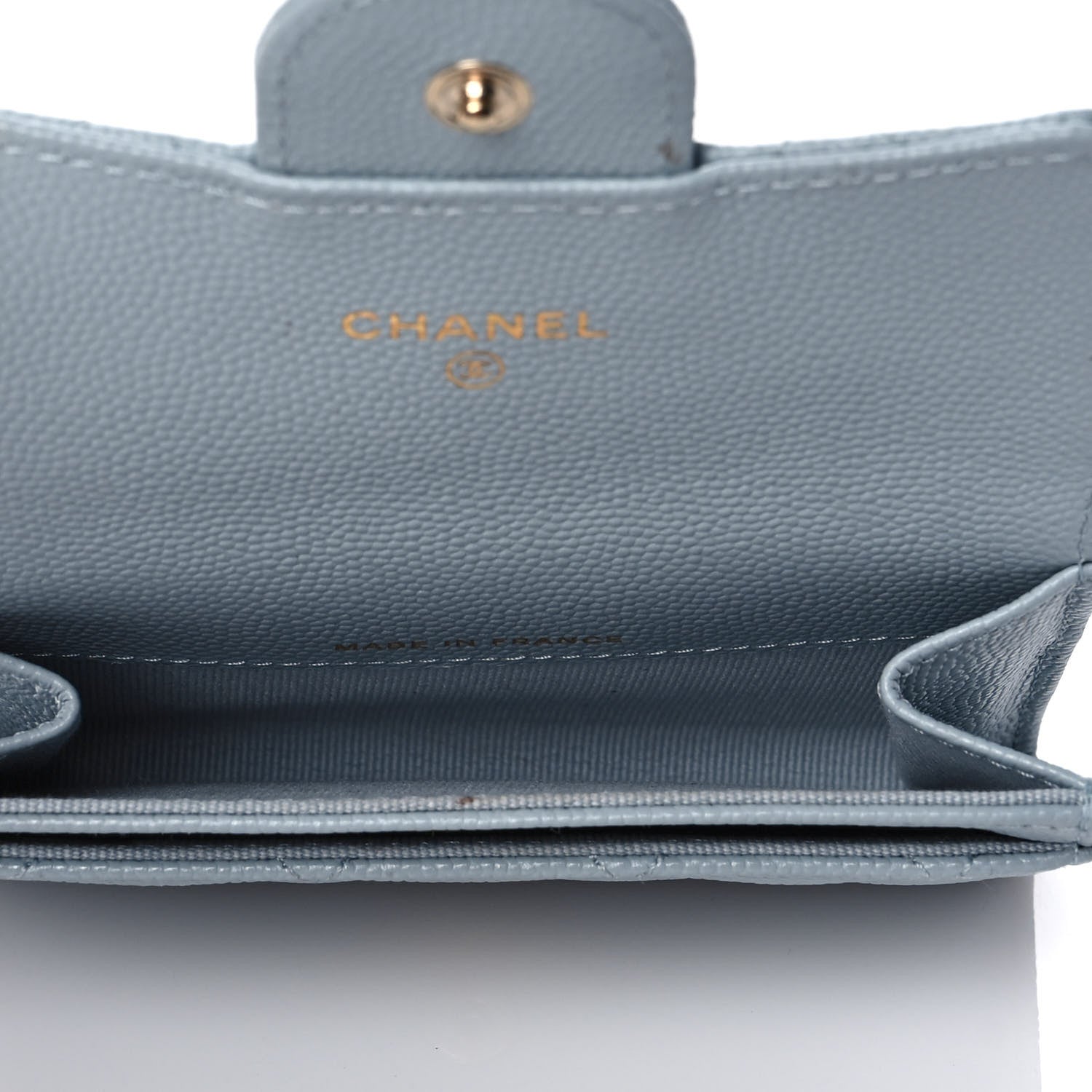 Chanel Caviar Quilted Flap Card Holder Wallet Light Blue 5 of 10